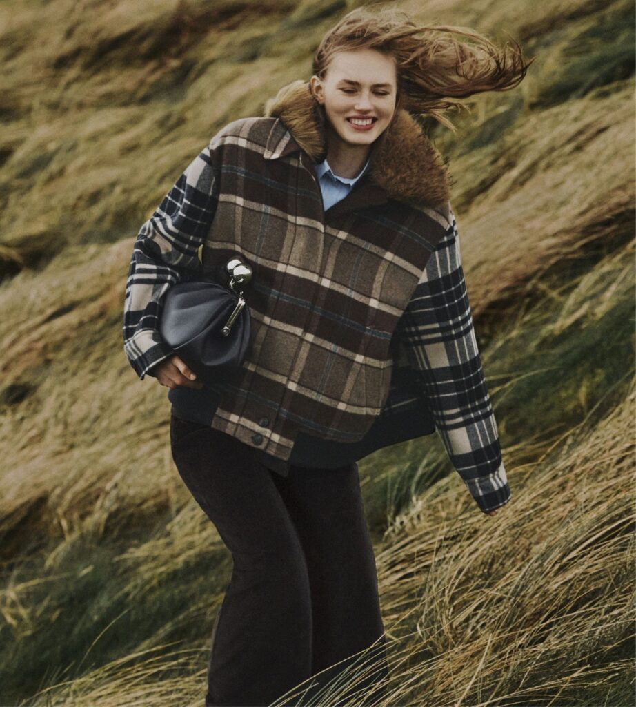 Giacca a quadri con collo in pelliccia Weekend Max Mara inverno 2026