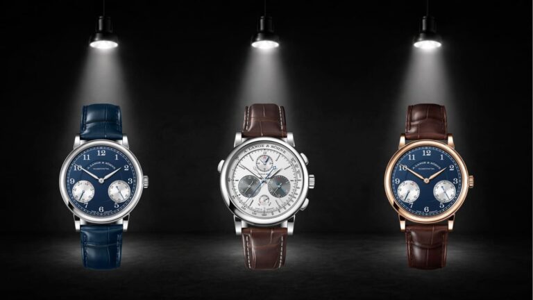 Lange & Söhne, TRIPLE SPLIT in platino e 1815 UP/DOWN in oro bianco e oro rosa a confronto
