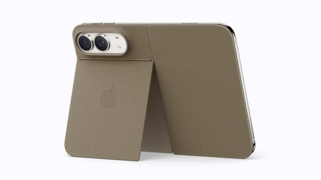 Custodia Folio per iPhone Duo nella colorazione talpa con supporto integrato regolabile