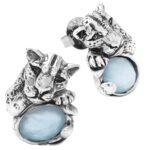 Orecchini Blue Jaguar Giovanni Raspini in argento brunito con madreperla e quarzo