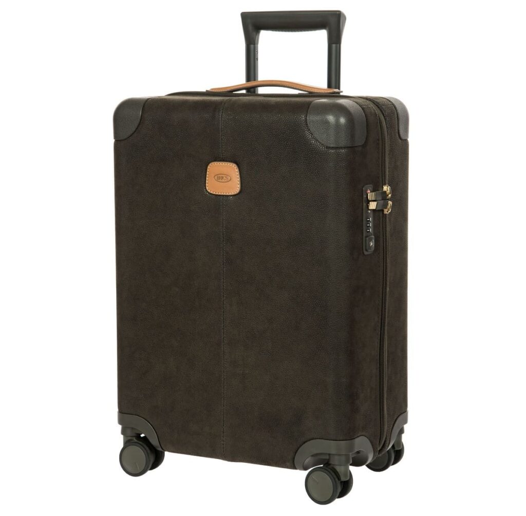 Trolley della collezione Bric's Life Hybrid con lucchetto TSA integrato e porta indirizzi in vera pelle